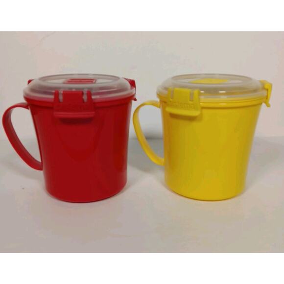 Lot of 2 Sistema To Go Medium Soup Mug, 22.1 oz./ 656 ml Yellow & Red - Picture 2 of 11